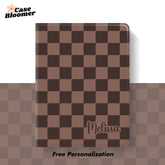 Custom Name Chocolate Checkerboard iPad case, Free Personalization